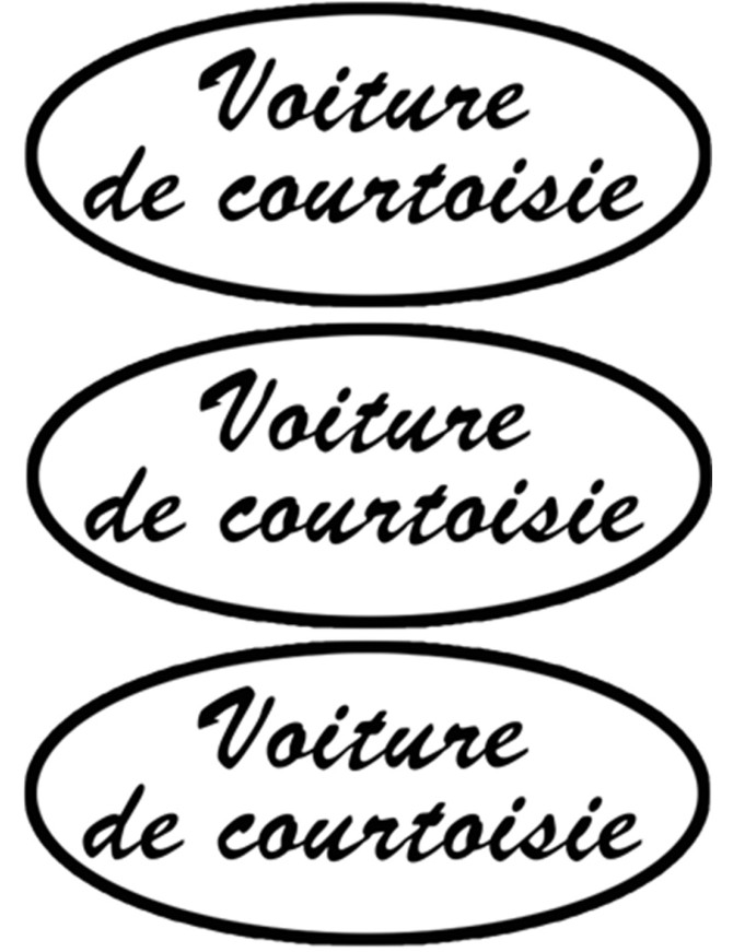 voiture de courtoisie - 3 stickers de 20x9cm - Sticker/autocollant