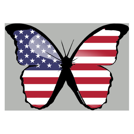 effet papillon USA - 10x7cm - Sticker/autocollant effet papillon USA - 10x7cm - Sticker/autocollant