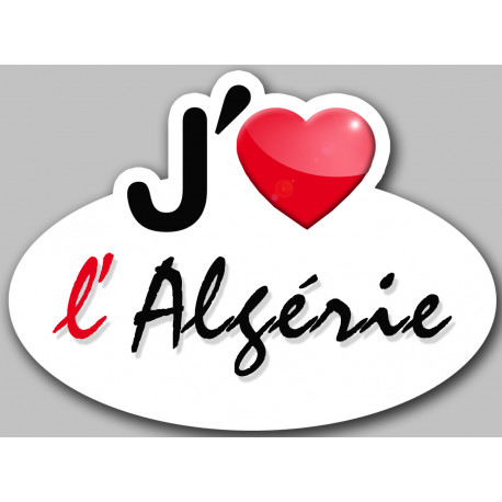J'aime l'Algérie - 5x3.7cm - Sticker/autocollant J'aime l'Algérie - 5x3.7cm - Sticker/autocollant