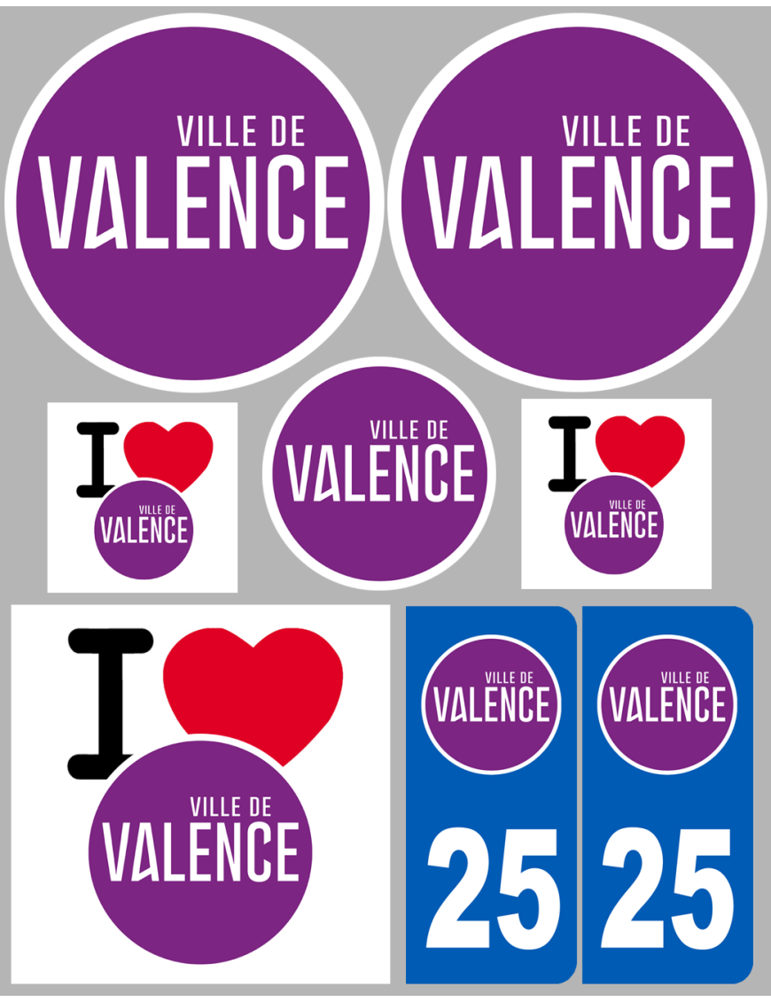 Valence (8 autocollants variés) - Sticker/autocollant Valence (8 autocollants variés) - Sticker/autocollant