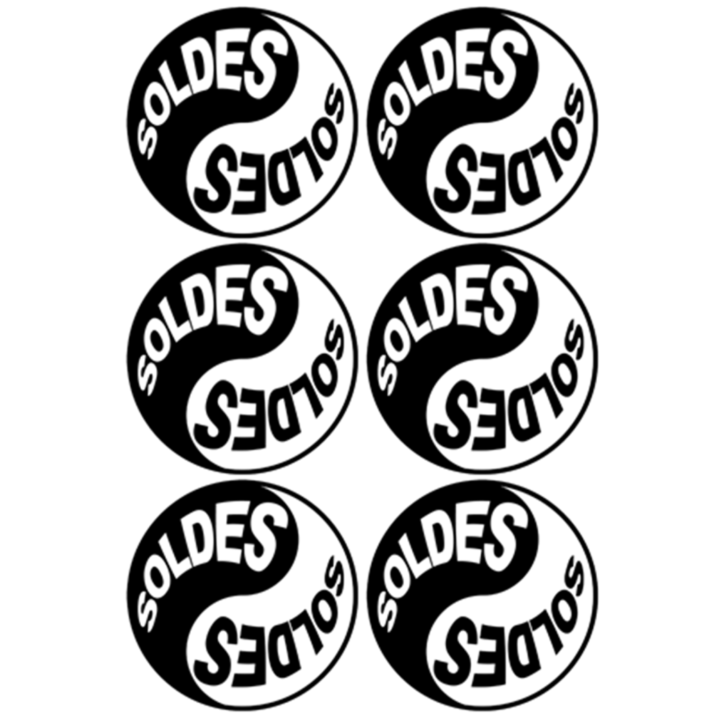 Soldes Yin Yang (6 fois 9.5x9.5cm) - Sticker/autocollant