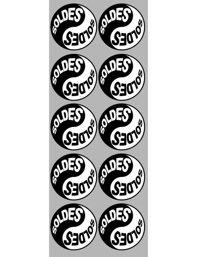 Soldes Yin Yang (10 fois 5x5cm) - Sticker/autocollant