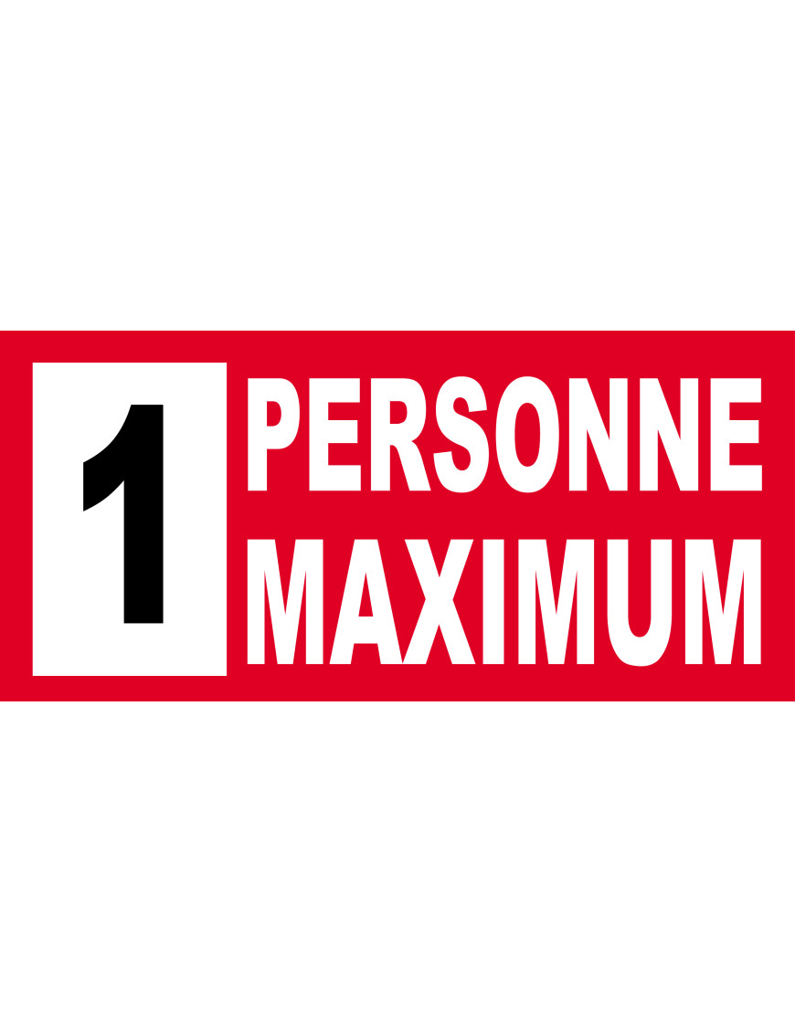 1 personne maximum - 30X14cm - Sticker/autocollant 1 personne maximum - 30X14cm - Sticker/autocollant