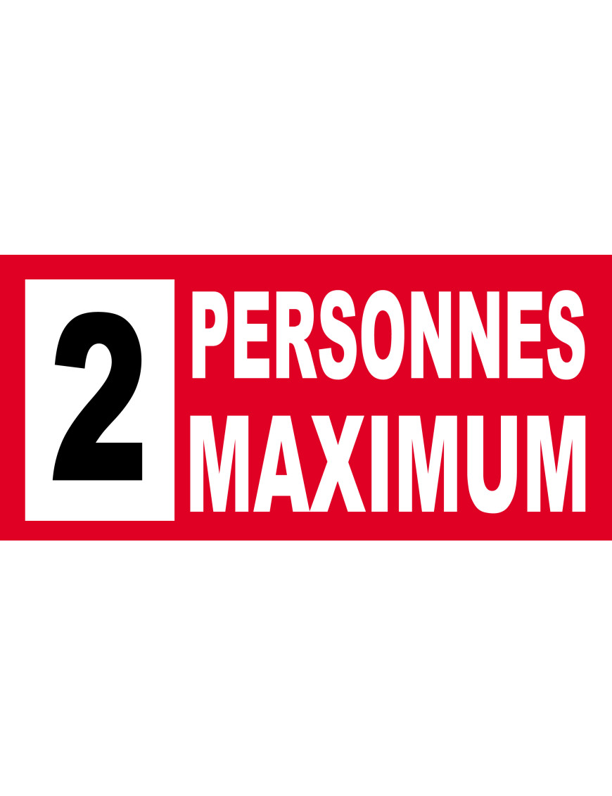 2 personnes maximum - 30X14cm - Sticker/autocollant 2 personnes maximum - 30X14cm - Sticker/autocollant