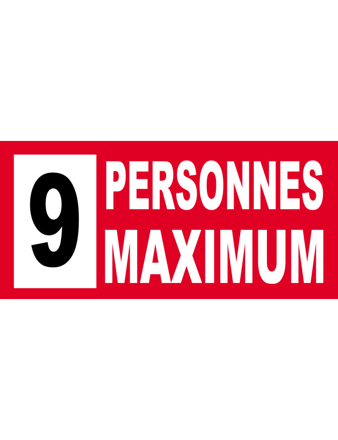 9 personnes maximum - 30X14cm - Sticker/autocollant