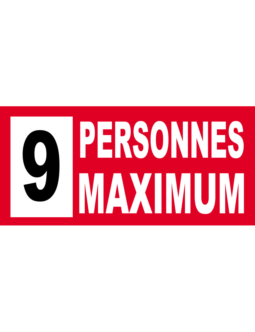 9 personnes maximum - 10X4.5cm - Sticker/autocollant 9 personnes maximum - 10X4.5cm - Sticker/autocollant