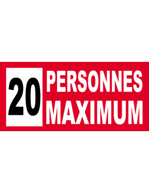 20 personnes maximum - 20X9cm - Sticker/autocollant