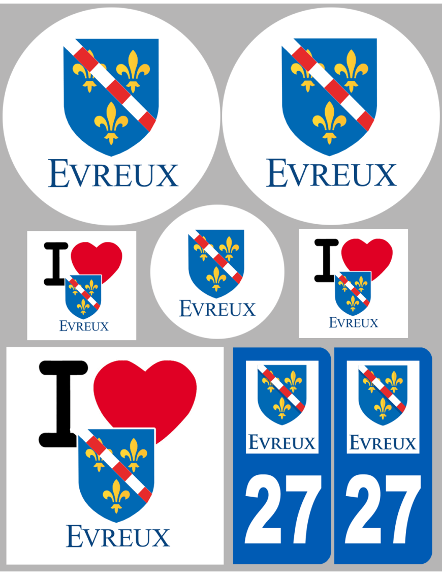 Évreux (8 autocollants variés) - Sticker/autocollant Évreux (8 autocollants variés) - Sticker/autocollant