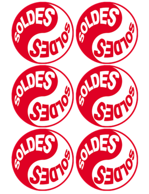 Soldes Yin Yang Rouge (6 fois 9.5x9.5cm) - Sticker/autocollant