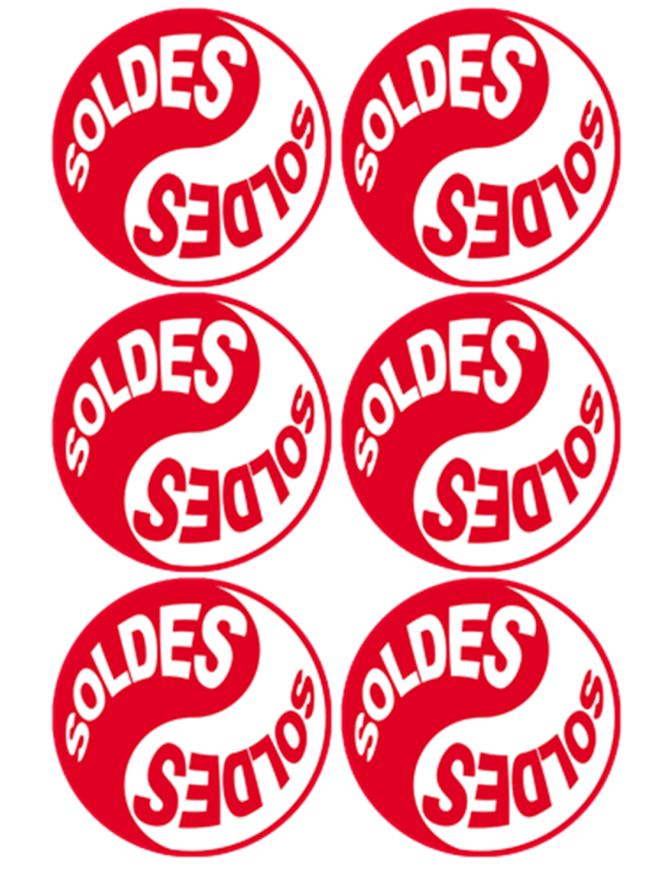 Soldes Yin Yang Rouge (6 fois 9.5x9.5cm) - Sticker/autocollant