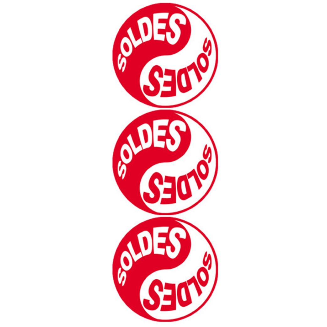Soldes Yin Yang Rouge (3 fois 9.5x9.5cm) - Sticker/autocollant