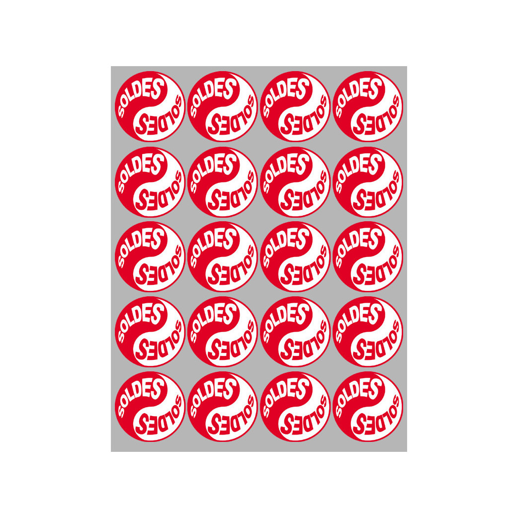 Soldes Yin Yang Rouge (20 fois 5x5cm) - Sticker/autocollant