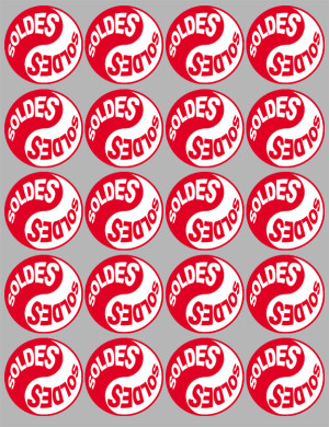 Série YIN YANG SOLDES rouge (20 stickers 5x5cm) - Sticker/autocollant