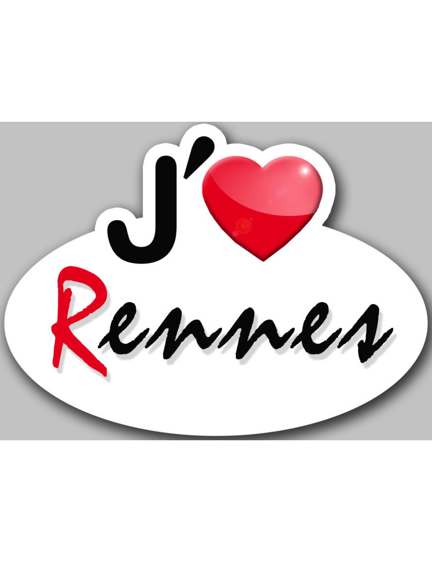 j'aime Rennes - 5x3.7cm - Sticker/autocollant j'aime Rennes - 5x3.7cm - Sticker/autocollant