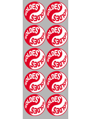 Soldes Yin Yang Rouge (10 fois 5x5cm) - Sticker/autocollant