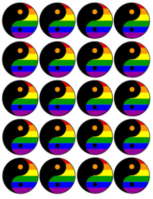 YIN YANG LGBT - 20 stickers de 5cm - Sticker/autocollant