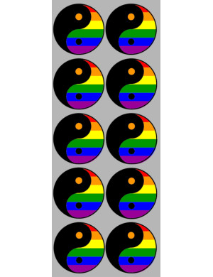 YIN YANG LGBT - 10 stickers de 5cm - Sticker/autocollant