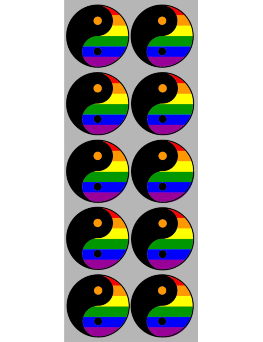 YIN YANG LGBT - 10 stickers de 5cm - Sticker/autocollant