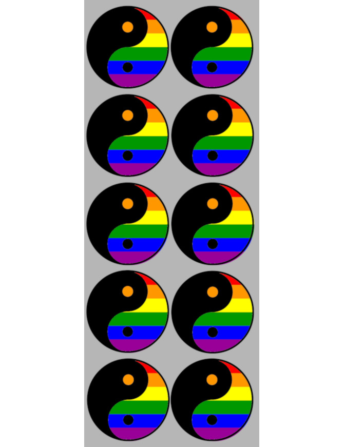 YIN YANG LGBT - 10 stickers de 5cm - Sticker/autocollant