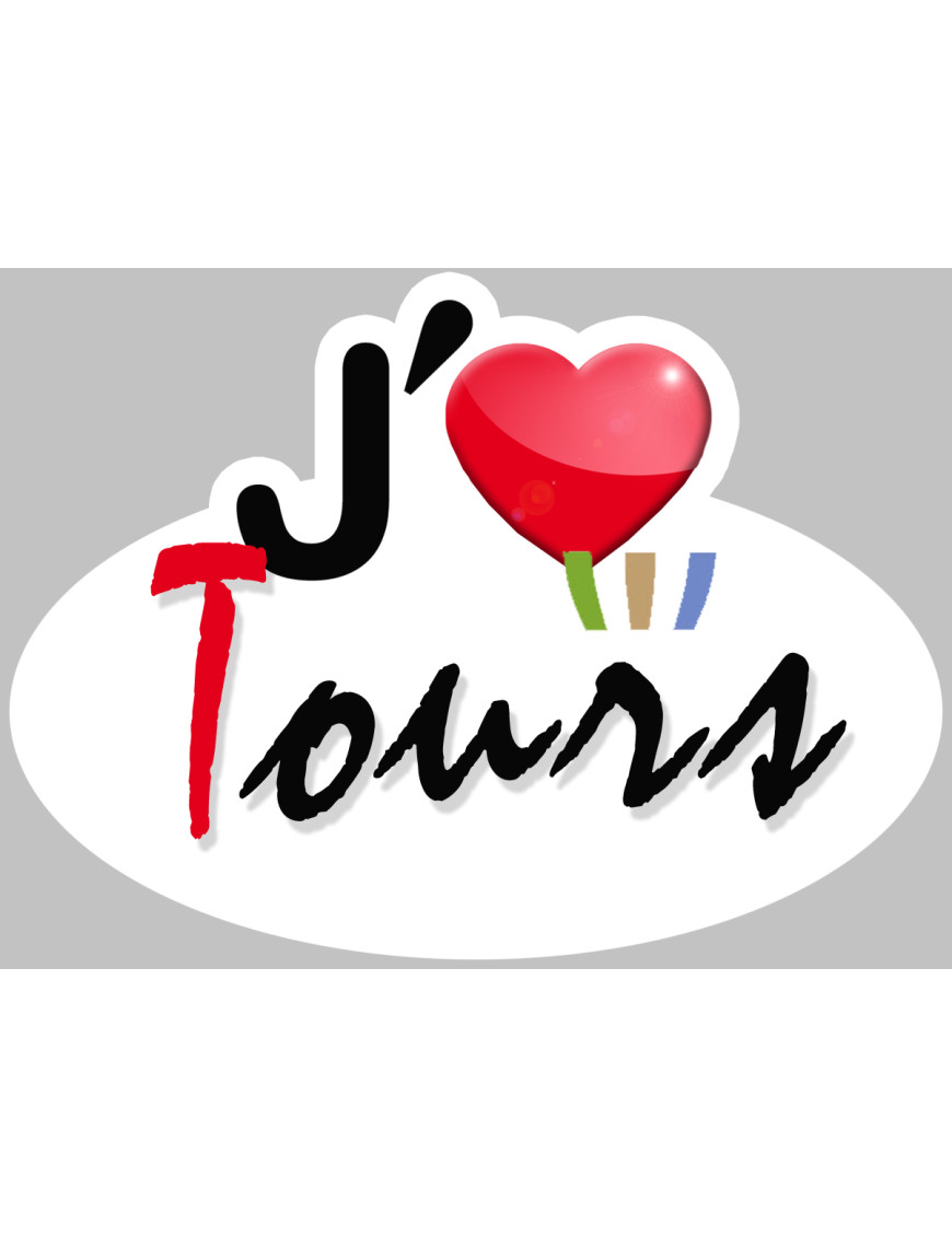 j'aime Tours - 15x11cm - Sticker/autocollant j'aime Tours - 15x11cm - Sticker/autocollant