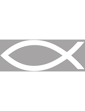 poisson chrétien blanc - 29x11cm - Sticker/autocollant