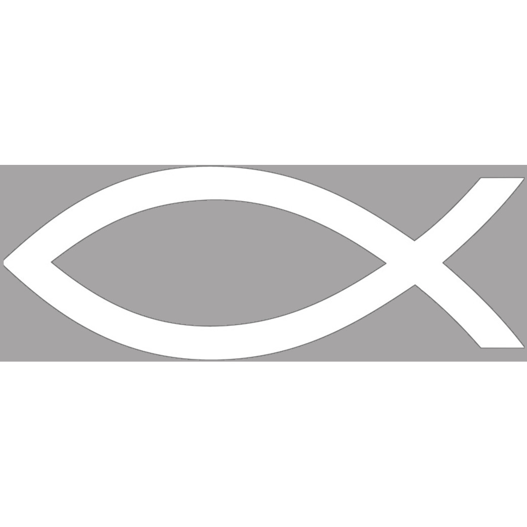 poisson chrétien blanc - 20x7.5cm - Sticker/autocollant