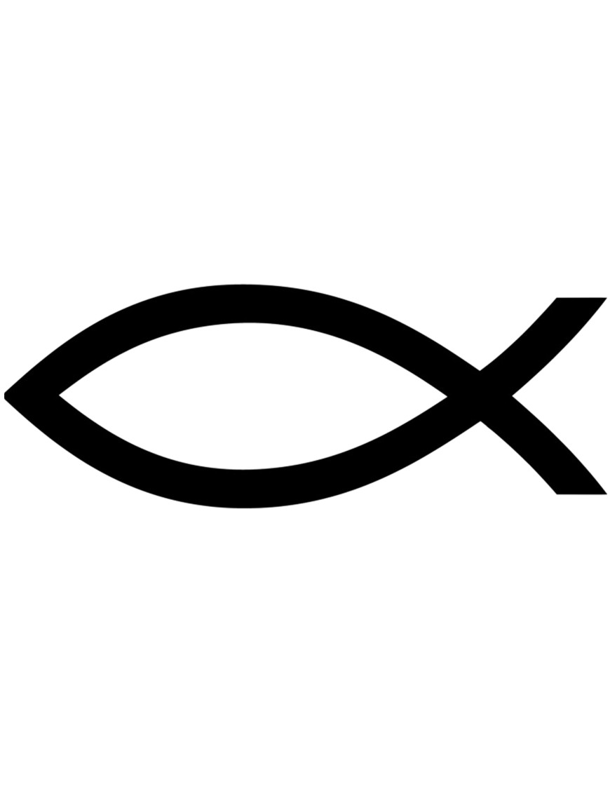 poisson chrétien noir - 10x3.7cm - Sticker/autocollant poisson chrétien noir - 10x3.7cm - Sticker/autocollant