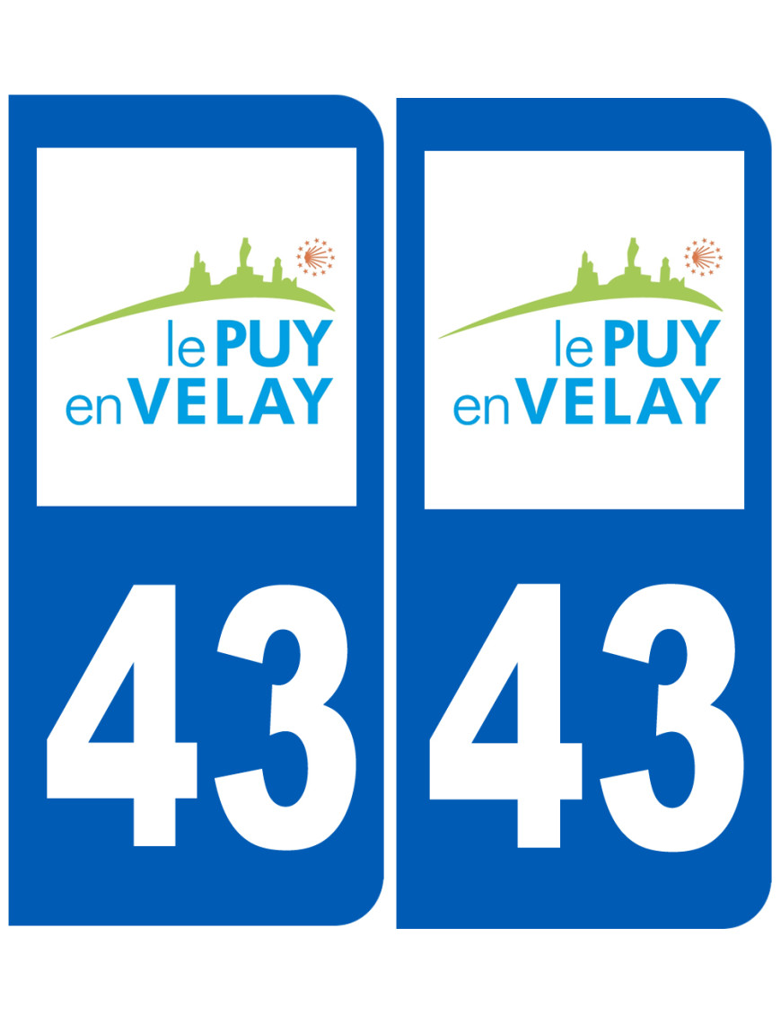 immatriculation Puy-en-Velay 43 - Sticker/autocollant immatriculation Puy-en-Velay 43 - Sticker/autocollant