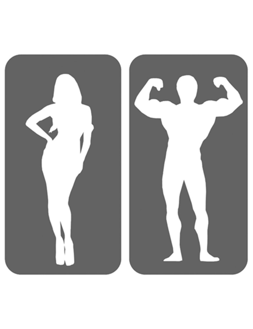 WC, toilette humour caricature (2stickers 15x7.5cm) - sticker/autocollant