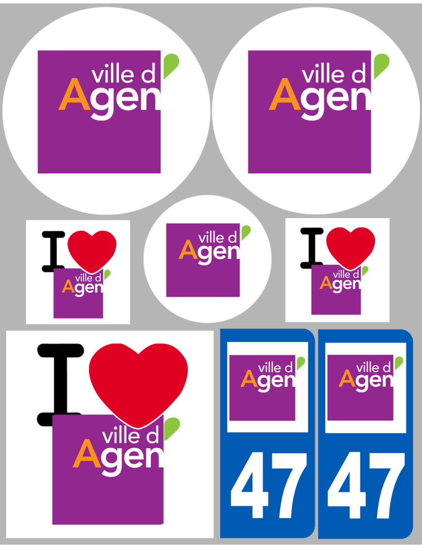 Agen (8 autocollants variés) - Sticker/autocollant Agen (8 autocollants variés) - Sticker/autocollant