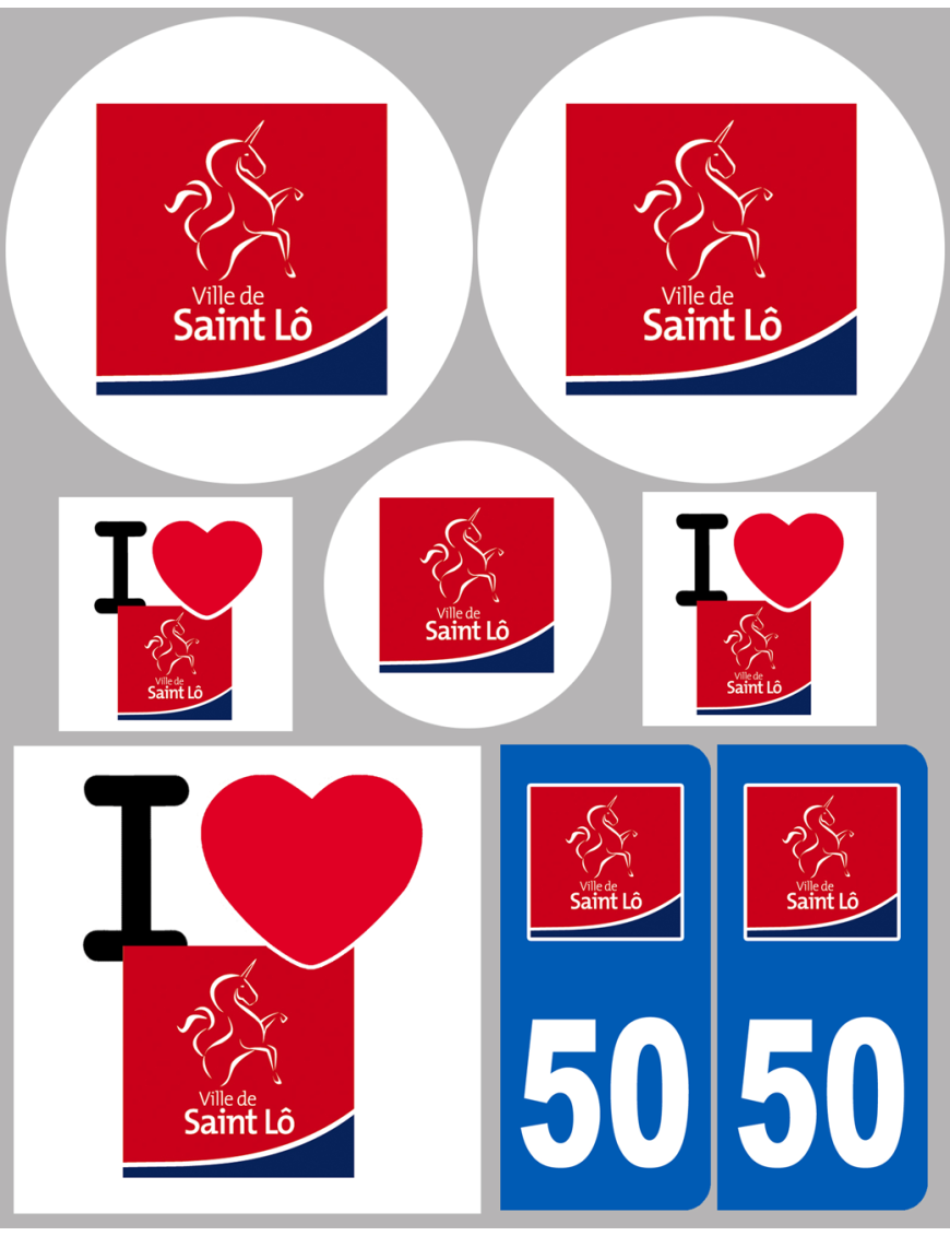 Saint-Lô (8 autocollants variés) - Sticker/autocollant Saint-Lô (8 autocollants variés) - Sticker/autocollant