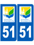 immatriculation Châlons-en-Champagne 51 - Sticker/autocollant