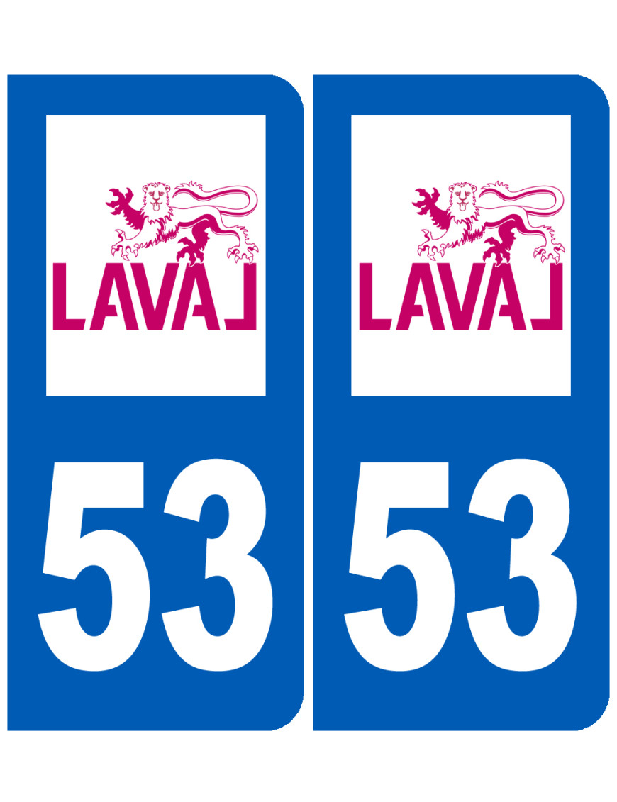 immatriculation Laval 53 - Sticker/autocollant immatriculation Laval 53 - Sticker/autocollant