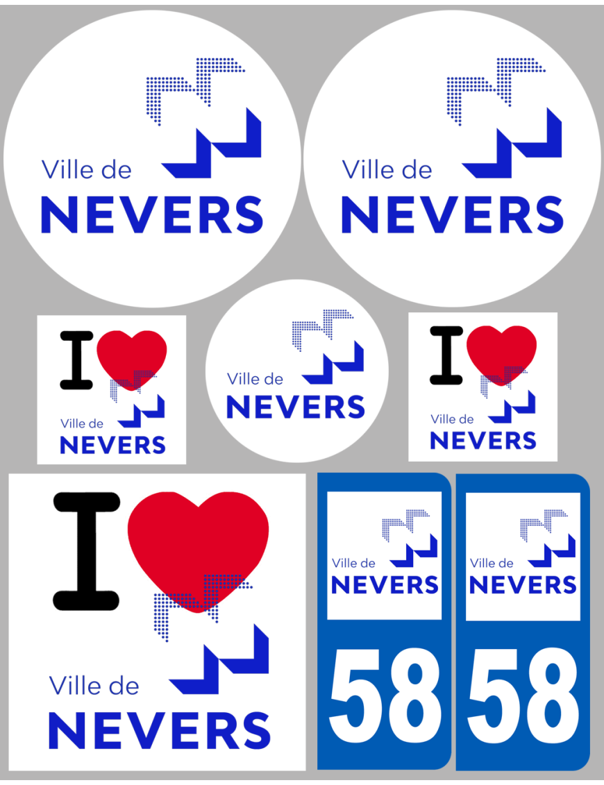 Nevers (8 autocollants variés) - Sticker/autocollant Nevers (8 autocollants variés) - Sticker/autocollant