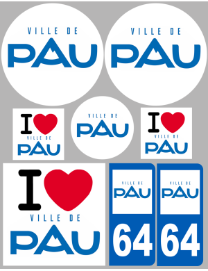 Pau - 8 autocollants variés - Sticker/autocollant