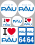 Pau - 8 autocollants variés - Sticker/autocollant