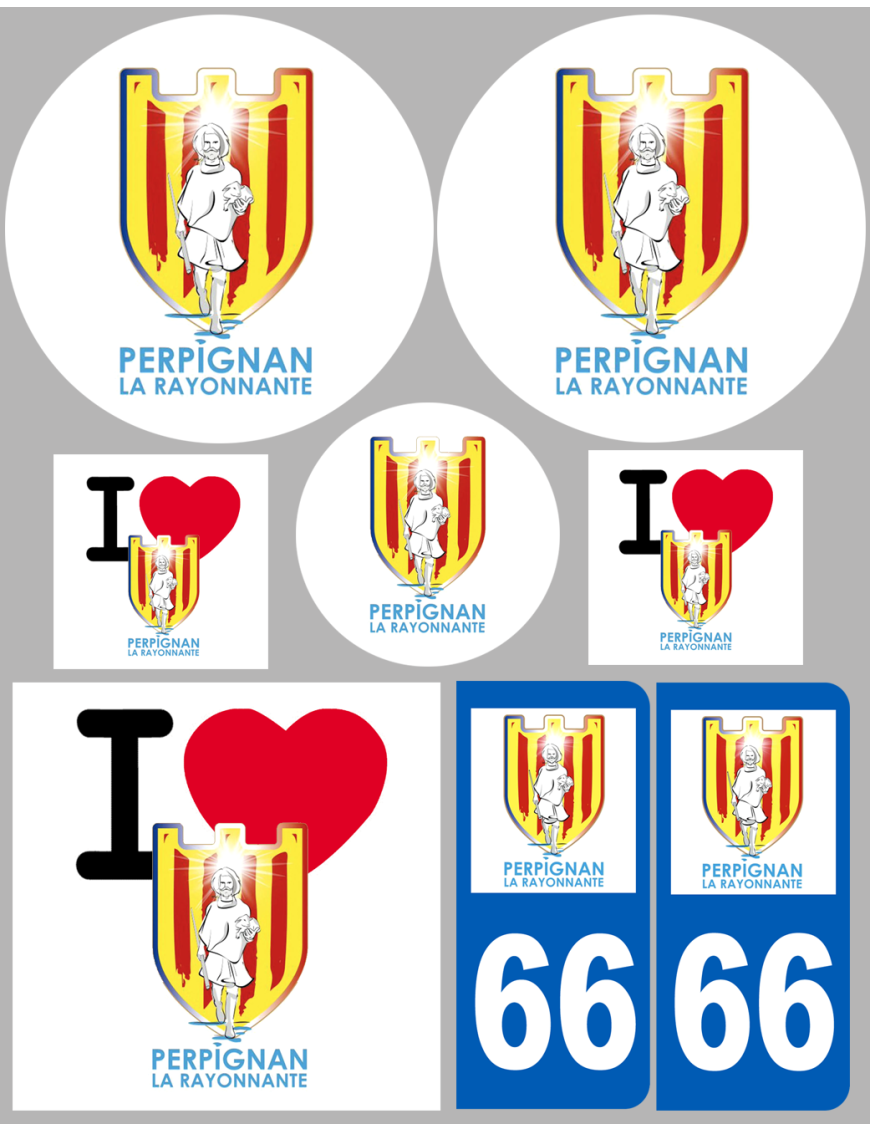 Perpignan - 8 autocollants variés - Sticker/autocollant Perpignan - 8 autocollants variés - Sticker/autocollant