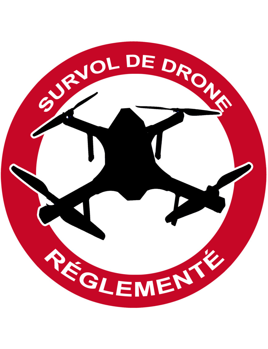 Survol de drône réglementé - 20cm - Sticker/autocollant Survol de drône réglementé - 20cm - Sticker/autocollant