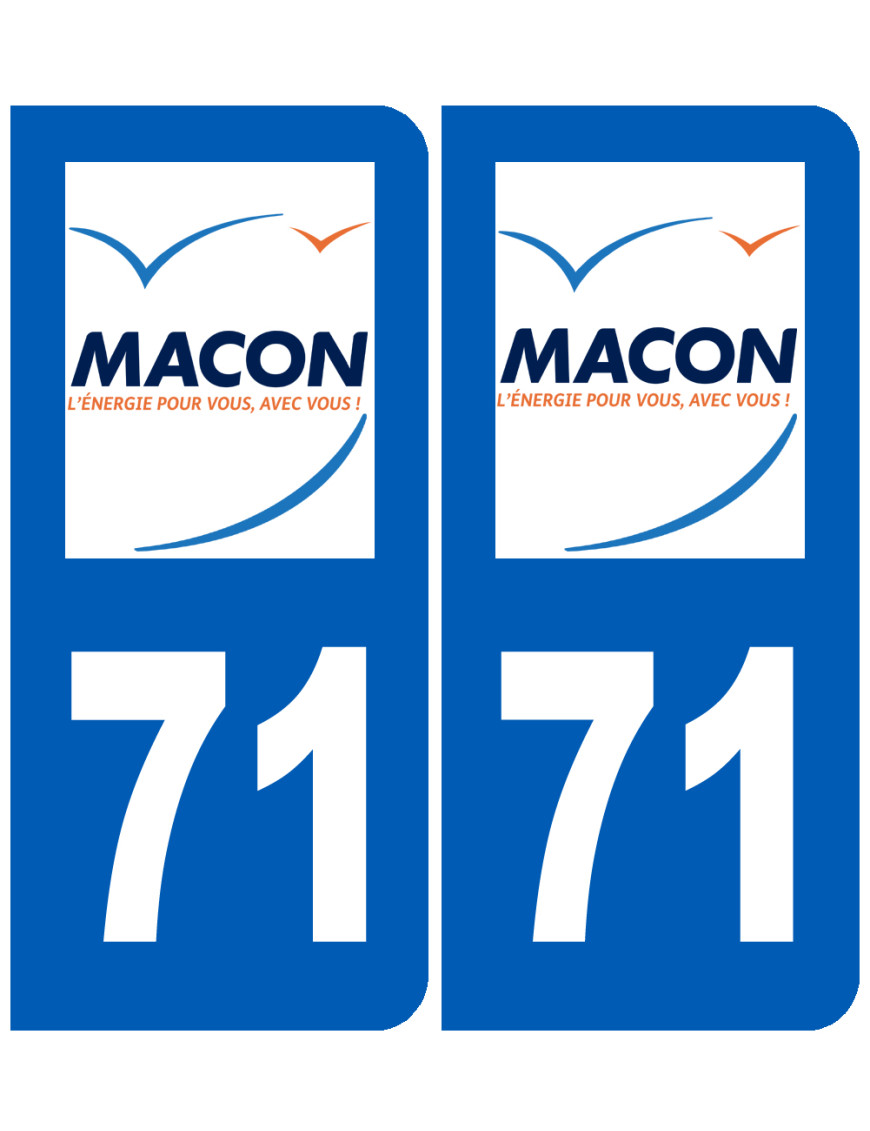 immatriculation Mâcon 71 - Sticker/autocollant immatriculation Mâcon 71 - Sticker/autocollant