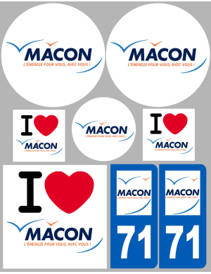Mâcon - 8 autocollants variés - Sticker/autocollant