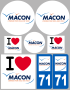 Mâcon - 8 autocollants variés - Sticker/autocollant