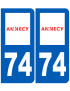 immatriculation Annecy 74 - Sticker/autocollant