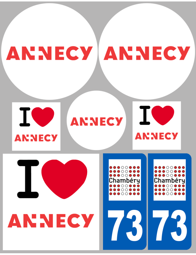 Annecy - 8 autocollants variés - Sticker/autocollant