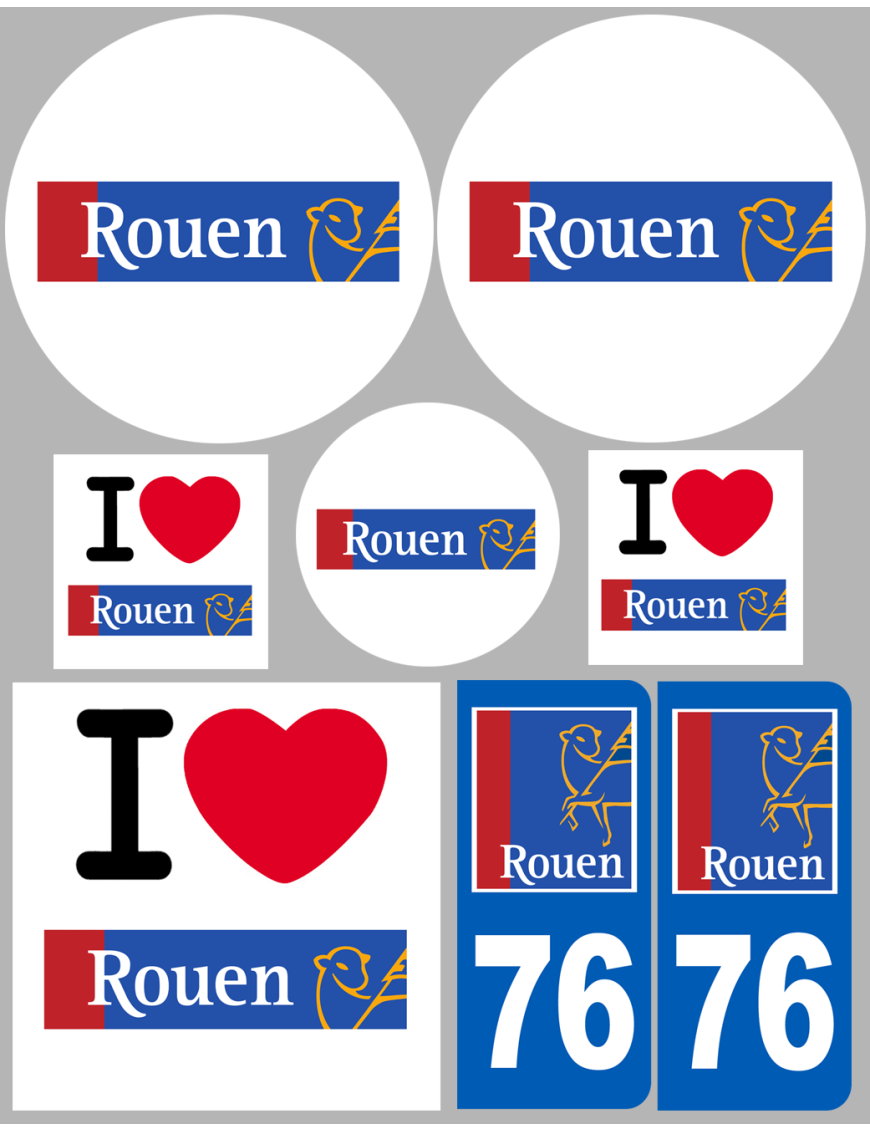 Rouen - 8 autocollants variés - Sticker/autocollant Rouen - 8 autocollants variés - Sticker/autocollant