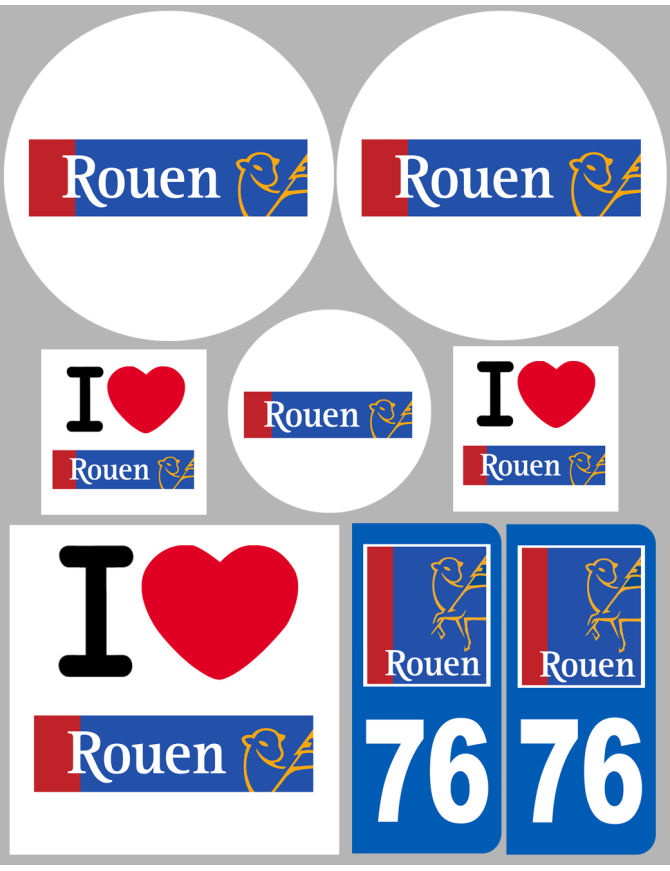 Rouen - 8 autocollants variés - Sticker/autocollant
