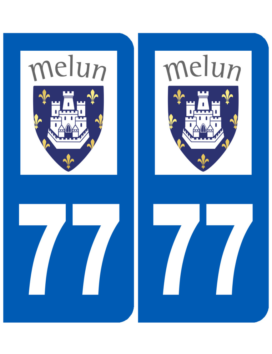 immatriculation Melun 77 - Sticker/autocollant immatriculation Melun 77 - Sticker/autocollant
