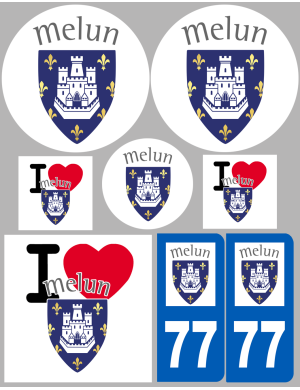 Melun - 8 autocollants variés - Sticker/autocollant
