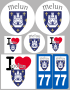 Melun - 8 autocollants variés - Sticker/autocollant