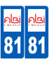 immatriculation Albi 81 - Sticker/autocollant
