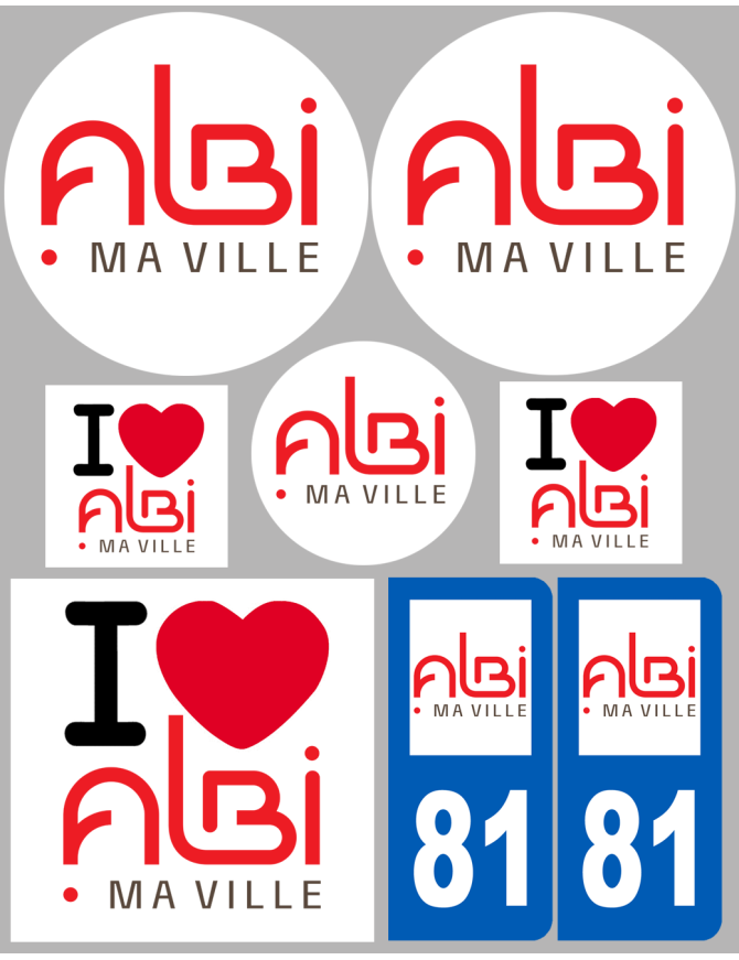 Albi - 8 autocollants variés - Sticker/autocollant